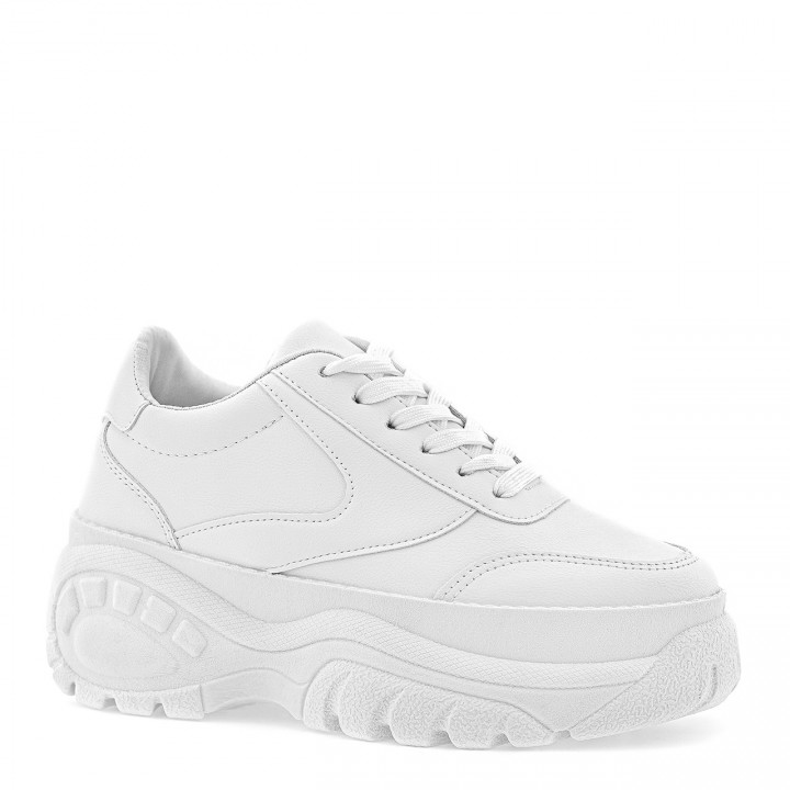 Białe sneakersy w stylu retro ze sznurówkami