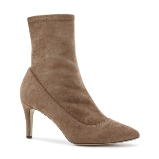 Brązowo-szare botki premium taupe na szpilce z elastyczną cholewką